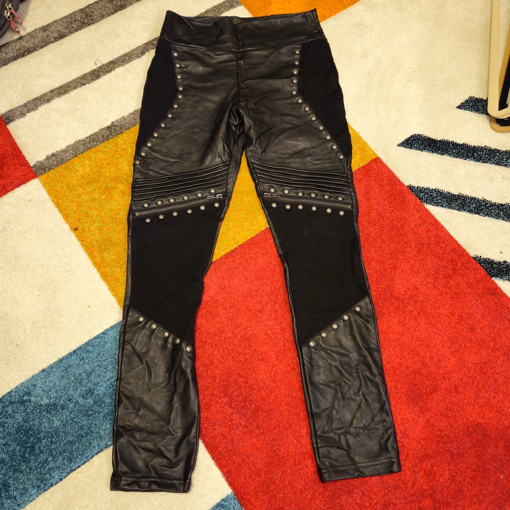 Studded Black Leather Pants